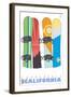 Coppervale, California, Snowboards in the Snow-Lantern Press-Framed Art Print