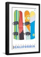 Coppervale, California, Snowboards in the Snow-Lantern Press-Framed Art Print