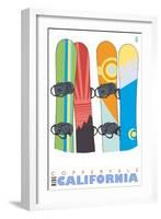 Coppervale, California, Snowboards in the Snow-Lantern Press-Framed Art Print