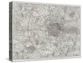 Copy of Map Showing the Toll-Gates and Principal Bars Within Six Miles of Charing-Cross-John Dower-Stretched Canvas