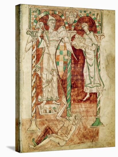 Copyist Presents His Book to St. Michael, from Recognitiones by Saint Clement-null-Stretched Canvas