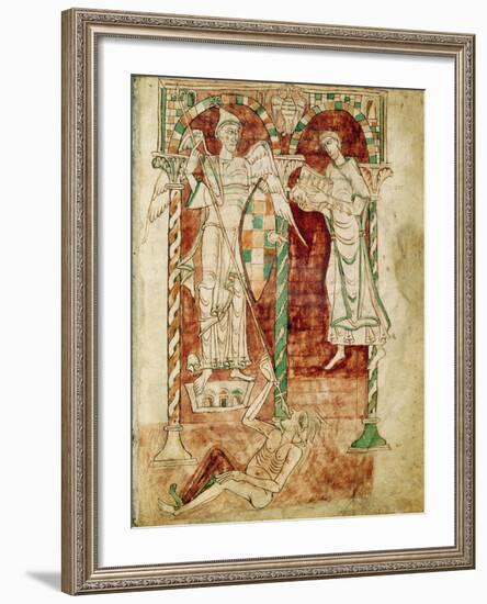 Copyist Presents His Book to St. Michael, from Recognitiones by Saint Clement-null-Framed Giclee Print