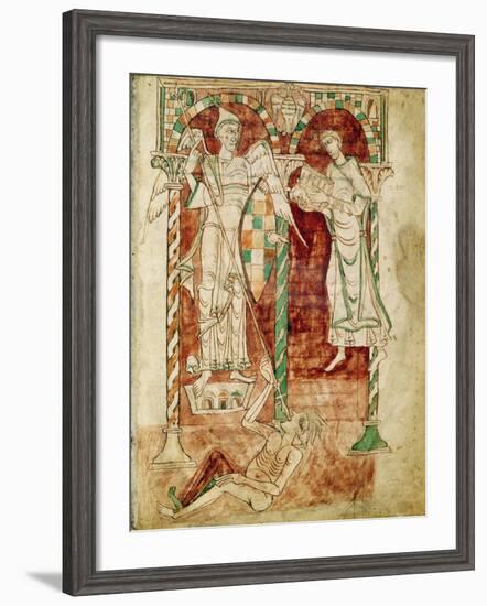 Copyist Presents His Book to St. Michael, from Recognitiones by Saint Clement-null-Framed Giclee Print