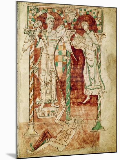 Copyist Presents His Book to St. Michael, from Recognitiones by Saint Clement-null-Mounted Giclee Print