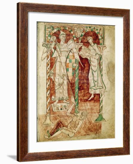 Copyist Presents His Book to St. Michael, from Recognitiones by Saint Clement-null-Framed Giclee Print