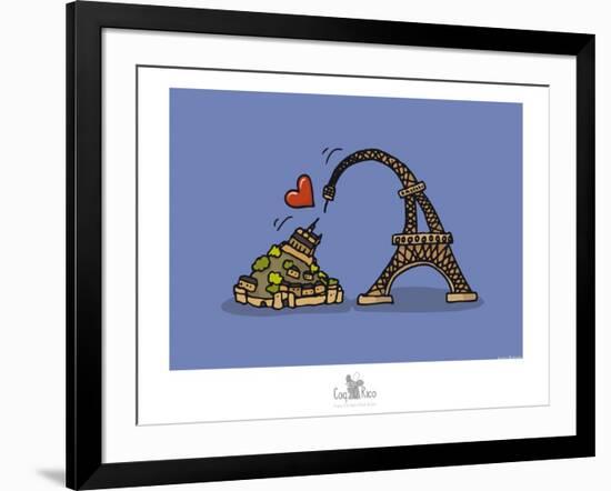 Coq-Ô-Rico - Eiffel love Mont Saint-Michel-Sylvain Bichicchi-Framed Art Print