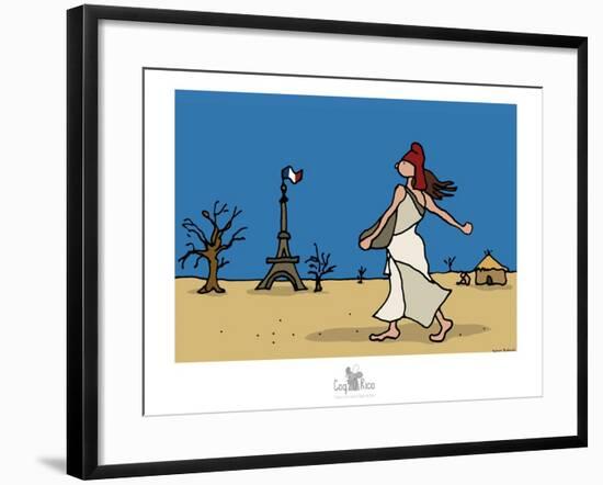 Coq-Ô-Rico - Réchauffement climatique-Sylvain Bichicchi-Framed Art Print