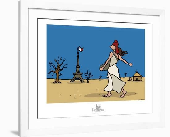 Coq-Ô-Rico - Réchauffement climatique-Sylvain Bichicchi-Framed Art Print