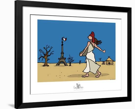 Coq-Ô-Rico - Réchauffement climatique-Sylvain Bichicchi-Framed Art Print