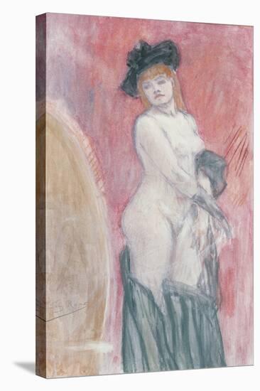 Coquette in Front of a Mirror-Felicien Rops-Stretched Canvas