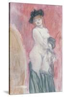 Coquette in Front of a Mirror-Felicien Rops-Stretched Canvas