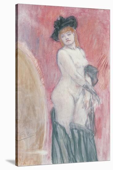 Coquette in Front of a Mirror-Felicien Rops-Stretched Canvas