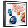 Coral and Blue Kitchenware-Jenny Westenhofer-Framed Art Print