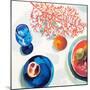 Coral and Blue Kitchenware-Jenny Westenhofer-Mounted Art Print