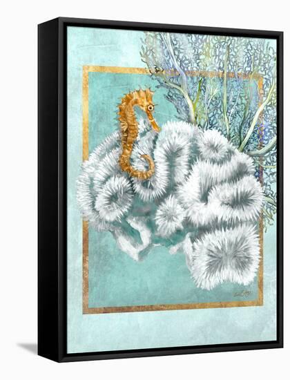 Coral and Seahorse-Lori Schory-Framed Stretched Canvas