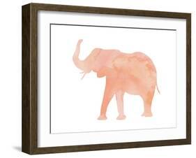 Coral Elephant-Peach & Gold-Framed Art Print