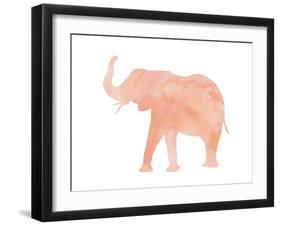 Coral Elephant-Peach & Gold-Framed Art Print