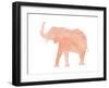 Coral Elephant-Peach & Gold-Framed Art Print