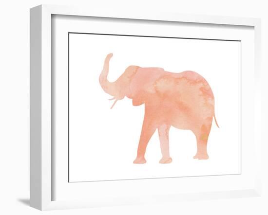 Coral Elephant-Peach & Gold-Framed Art Print