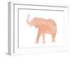 Coral Elephant-Peach & Gold-Framed Art Print