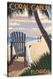 Coral Gables, Florida - Adirondack Chair on the Beach-Lantern Press-Stretched Canvas