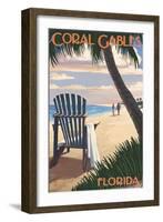 Coral Gables, Florida - Adirondack Chair on the Beach-Lantern Press-Framed Art Print