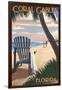 Coral Gables, Florida - Adirondack Chair on the Beach-Lantern Press-Framed Art Print