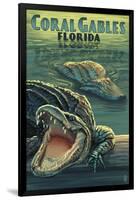 Coral Gables, Florida - Alligators-Lantern Press-Framed Art Print