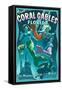 Coral Gables, Florida - Live Mermaids-Lantern Press-Framed Stretched Canvas
