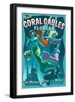 Coral Gables, Florida - Live Mermaids-Lantern Press-Framed Art Print