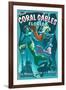 Coral Gables, Florida - Live Mermaids-Lantern Press-Framed Art Print