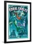 Coral Gables, Florida - Live Mermaids-Lantern Press-Framed Art Print