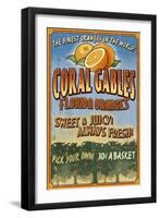 Coral Gables, Florida - Orange Grove Vintage Sign-Lantern Press-Framed Art Print