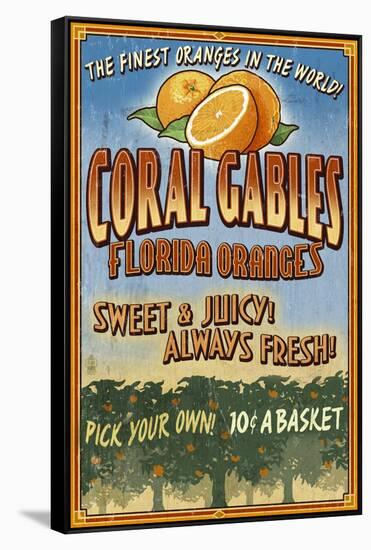 Coral Gables, Florida - Orange Grove Vintage Sign-Lantern Press-Framed Stretched Canvas