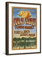 Coral Gables, Florida - Orange Grove Vintage Sign-Lantern Press-Framed Art Print