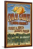 Coral Gables, Florida - Orange Grove Vintage Sign-Lantern Press-Framed Art Print