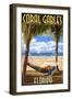 Coral Gables, Florida - Palms and Hammock-Lantern Press-Framed Art Print