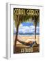 Coral Gables, Florida - Palms and Hammock-Lantern Press-Framed Art Print