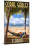 Coral Gables, Florida - Palms and Hammock-Lantern Press-Mounted Art Print