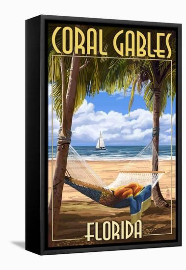 Coral Gables, Florida - Palms and Hammock-Lantern Press-Framed Stretched Canvas