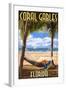 Coral Gables, Florida - Palms and Hammock-Lantern Press-Framed Art Print