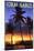 Coral Gables, Florida - Palms and Sunset-Lantern Press-Mounted Art Print