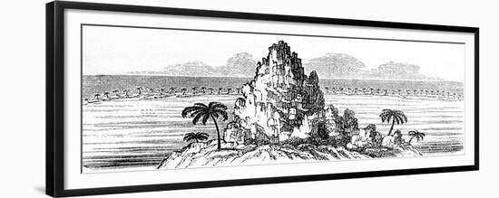 Coral Island and Circling Coral Reef Creating a Lagoon-null-Framed Giclee Print