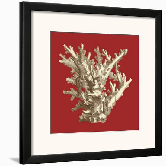 Coral on Red I-null-Framed Art Print
