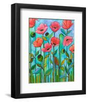 Coral Poppies-Peggy Davis-Framed Art Print