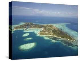 Coral Reef and Malolo Lailai Island, Mamanuca Islands, Fiji-David Wall-Stretched Canvas