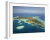 Coral Reef and Malolo Lailai Island, Mamanuca Islands, Fiji-David Wall-Framed Premium Photographic Print