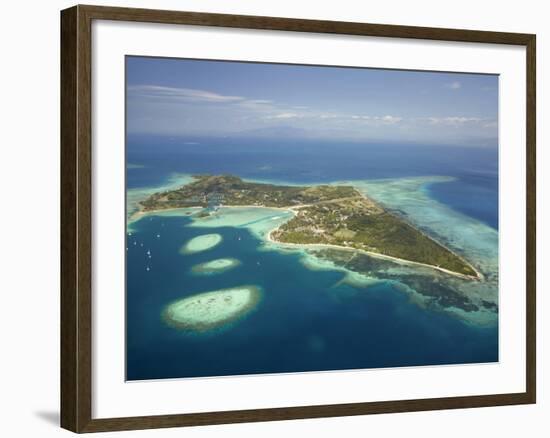 Coral Reef and Malolo Lailai Island, Mamanuca Islands, Fiji-David Wall-Framed Photographic Print