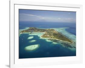 Coral Reef and Malolo Lailai Island, Mamanuca Islands, Fiji-David Wall-Framed Photographic Print