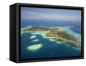 Coral Reef and Malolo Lailai Island, Mamanuca Islands, Fiji-David Wall-Framed Stretched Canvas